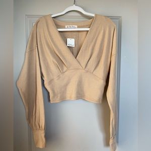 We the Free All Nighter Long Sleeve Surplice Crop Top NWT
